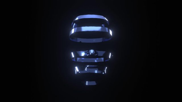 Human head made of metal interesting ribbon abstraction on black isolate. 3D render. Greeting card design, futuristic style.