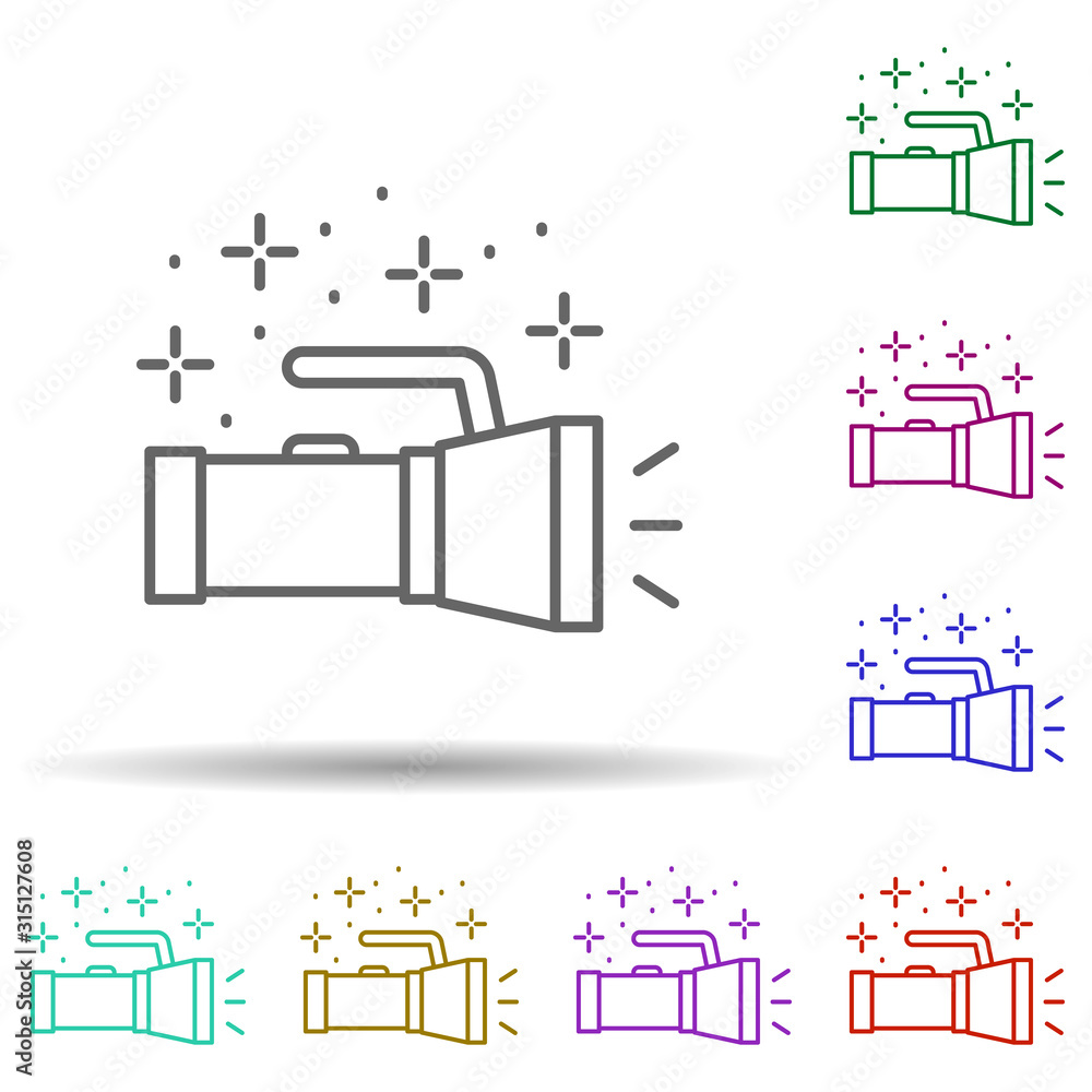 Poster Dive light diving in multi color style icon. Simple thin line, outline vector of diving icons for ui and ux, website or mobile application