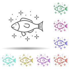 Diving fish animal in multi color style icon. Simple thin line, outline vector of diving icons for ui and ux, website or mobile application