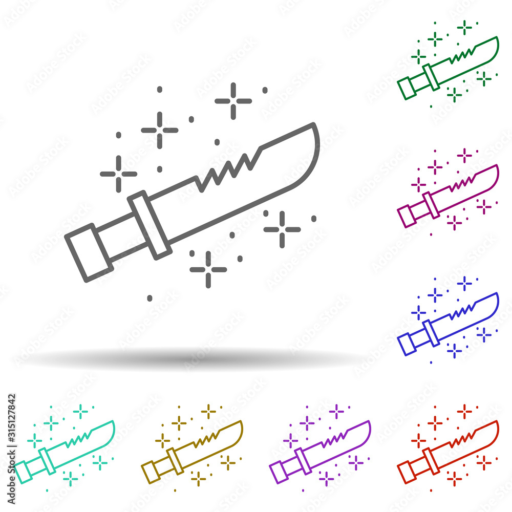 Poster diving knife in multi color style icon. simple thin line, outline vector of diving icons for ui and 