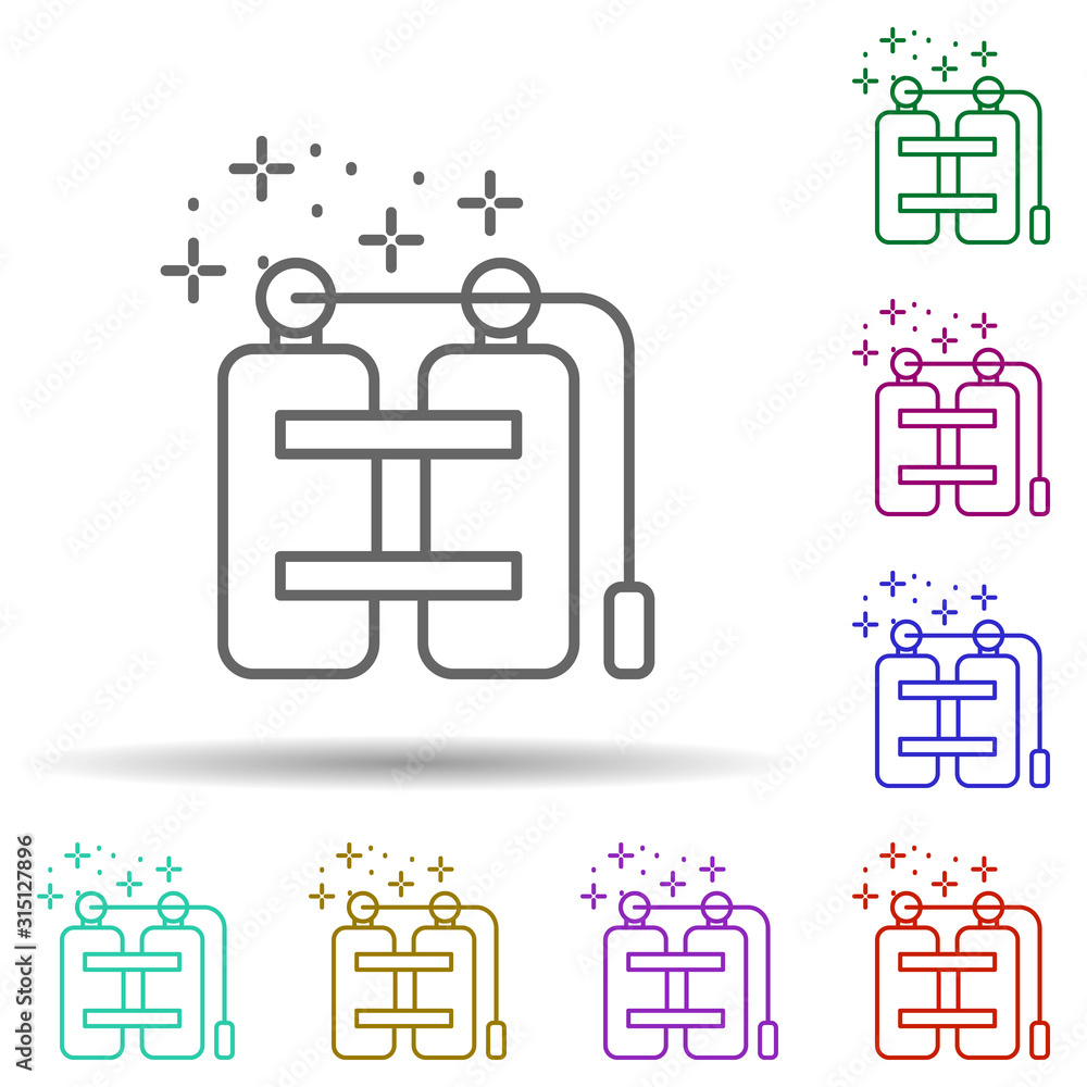 Poster diving oxygen in multi color style icon. simple thin line, outline vector of diving icons for ui and
