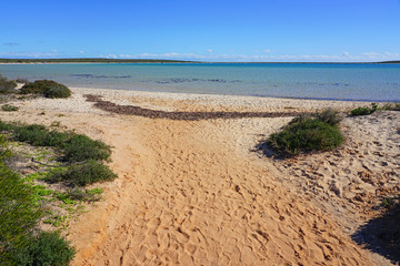 View of the Little Lagoon in the Francois Peron National park within the Shark Bay World Heritage site near Denham, Western Australia