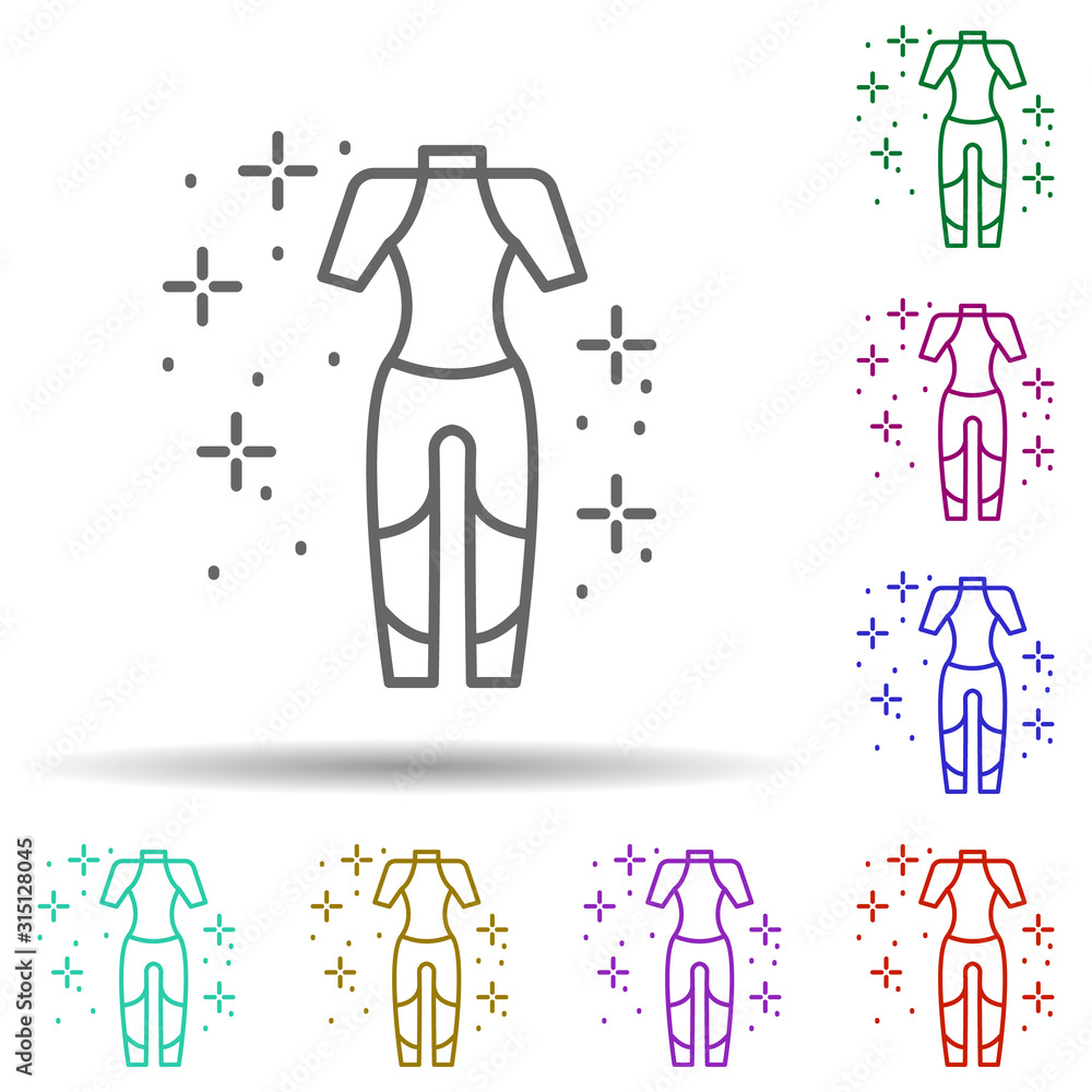Poster diving wetsuit in multi color style icon. simple thin line, outline vector of diving icons for ui an