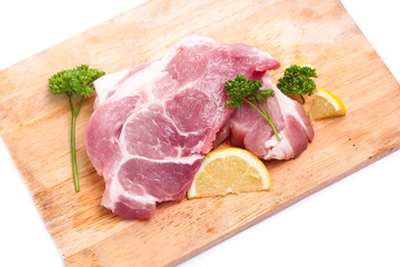 Fresh raw beef steak isolated on white background