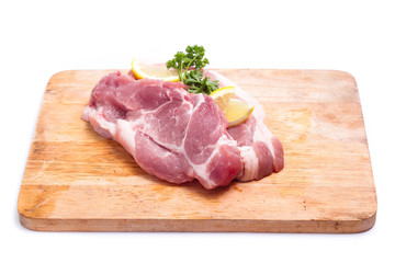 Fresh raw beef steak isolated on white background