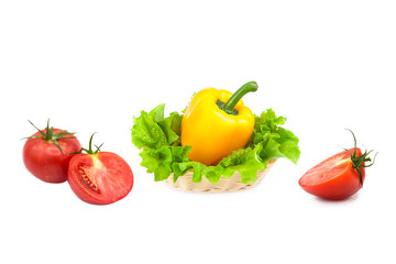 ripe fresh organic vegetables isolated on white background