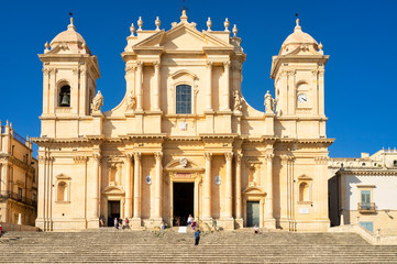 Fototapeta na wymiar The Noto Cathedral, in the city of Noto, Sicily Region, Southern Italy) UNESCO Site.