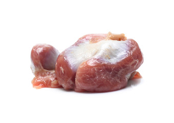 Raw Chicken gizzards on white background