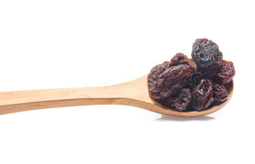 Organic dried Raisins isolated on white background