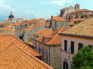 View from the medieval city walls of the tile rooftops, Old City, Dubrovnik, Croatiai - 315130298