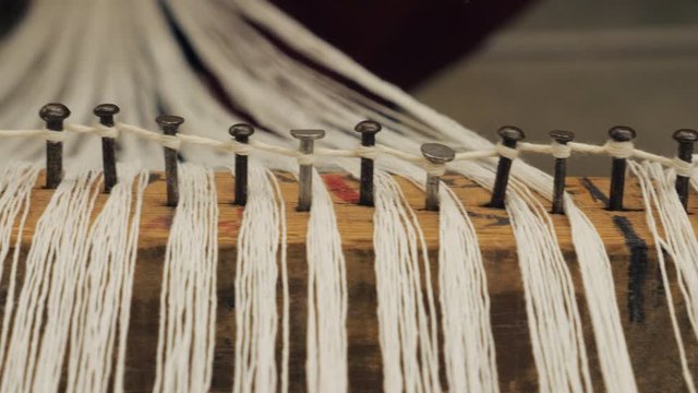 Traditional tapestry made on a wooden loom