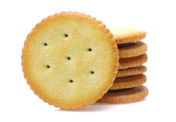 Sandwich biscuits cracker isolated on white background