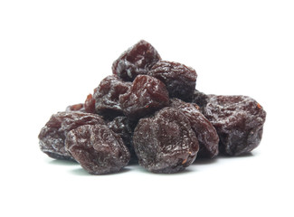 Dried  plums isolated on white background