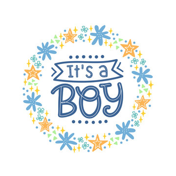 Vector illustration of It's a Boy text