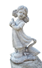 Fototapeta na wymiar White girl statue For garden decoration isolated on white