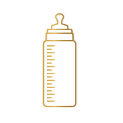 golden baby milk bottle icon- vector illustration