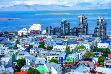 Colorful Houses Streets Apartment Buildings Buildings Reykjavik Iceland