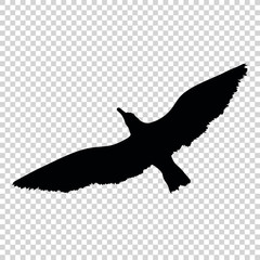Detailed bird black silhouette isolated on transparent background. Bird icon. Flat style bird sign. Vector illustration