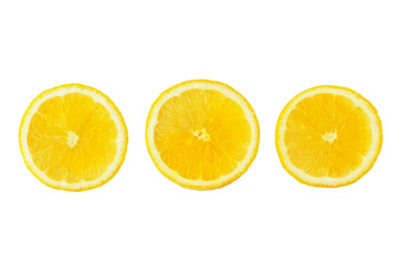 slices of ripe lemon set isolated on white background
