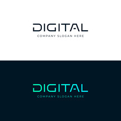 Digital logo design. Digital lettering word. Vector emblem.