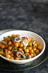 fried hummus with spices and cilantro