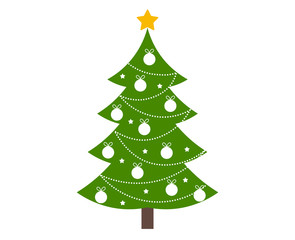 Christmas tree decorated on white.