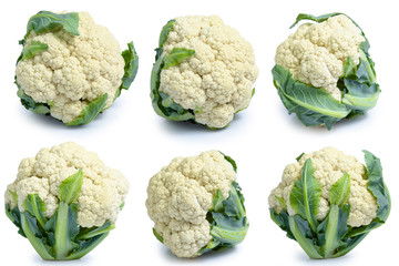Cauliflower vegetable isolated on white background clipping path