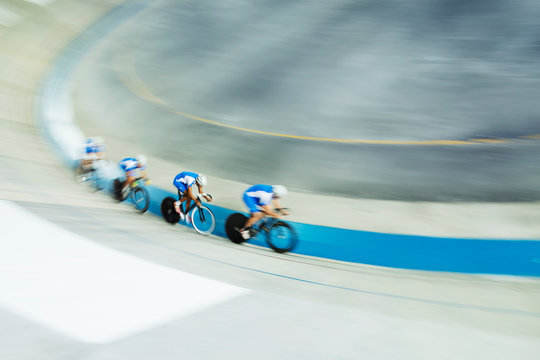 Track Cycling Team Racing In Velodrome