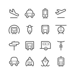 Contour icons - transportation and vehicle icons