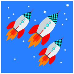 Three Rockets flying to the stars vector drawing
