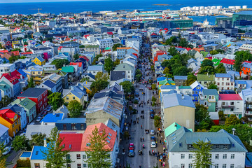Colorful Houses Shopping Street Harbor Street Reykjavik Iceland