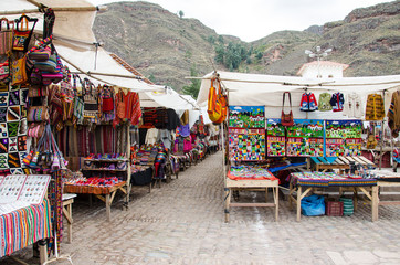 The traditional market of Pisac, Peru