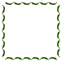 Square frame with horizontal cucumber. Isolated wreath on white background for your design