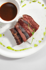 Alternative Grilled Skirt Steak, Well Done Machete Fillet Isolated