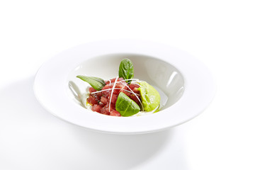 Gourmet Tuna Tartar, Yellowfin Fish Tatar Isolated