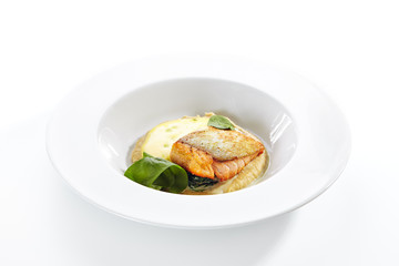 Salmon Fillet with Roasted Spinach and Baked Celery Root Mousse