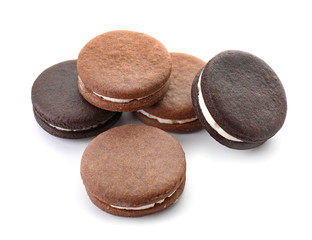 Obraz na płótnie Canvas Tasty chocolate cookies on white background