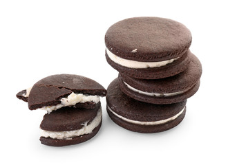 Fototapeta na wymiar Tasty chocolate cookies on white background