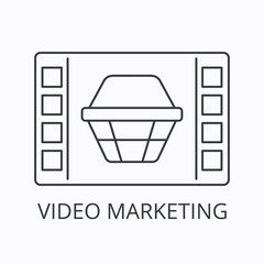 Video marketing thin line icon and concept. Vector outline illustration