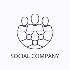 Social company thin line icon and concept. Vector outline illustration