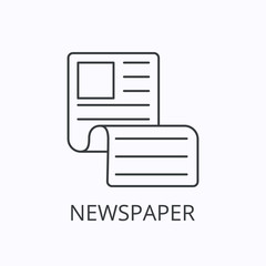 Newspaper thin line icon and concept. Vector outline illustration