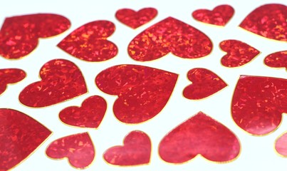 red hearts on white background