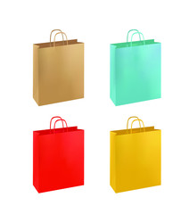Colorful paper bag set. vector illustration