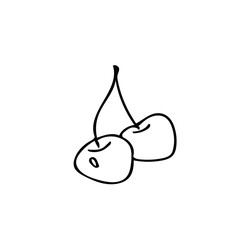 cherry hand drawn doodle style. a pair of heart-shaped berries.