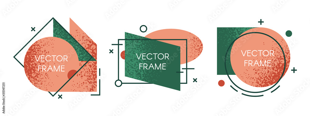 Wall mural abstract modern frames. graphic text frame, dynamic geometric coloured speech elements vector set