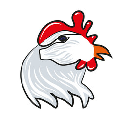 One continuous line drawing of head of chicken. Simple line art drawing of head of poultry.