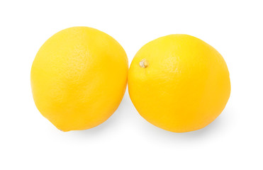 Ripe lemons on white background