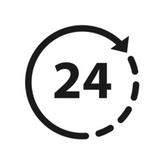 24 hours icon for websites, vector.