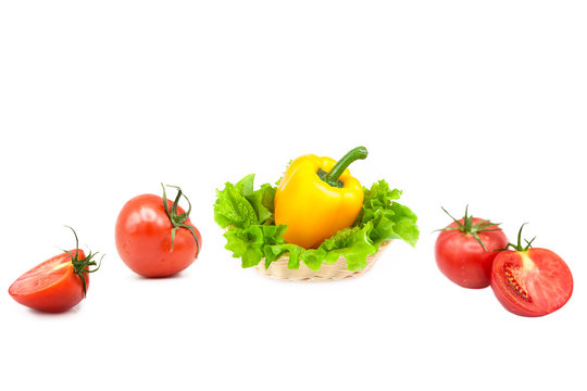 ripe fresh organic vegetables isolated on white background