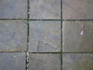 Old square street tiles. Large view. Texture for background. Granite Cobblestone Pavement Texture Background, Large Detailed Horizontal Stone Block Paving, Rough